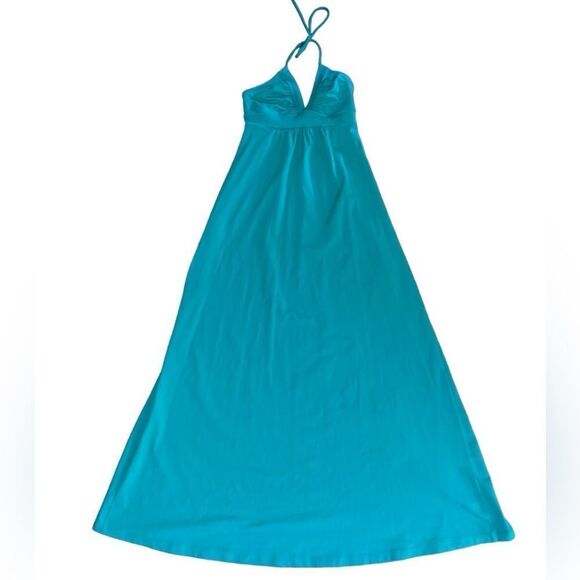 Susana Monaco Women's V Neck Tie Halter Neck Maxi Dress in St Tropez Size Small - Picture 2 of 9